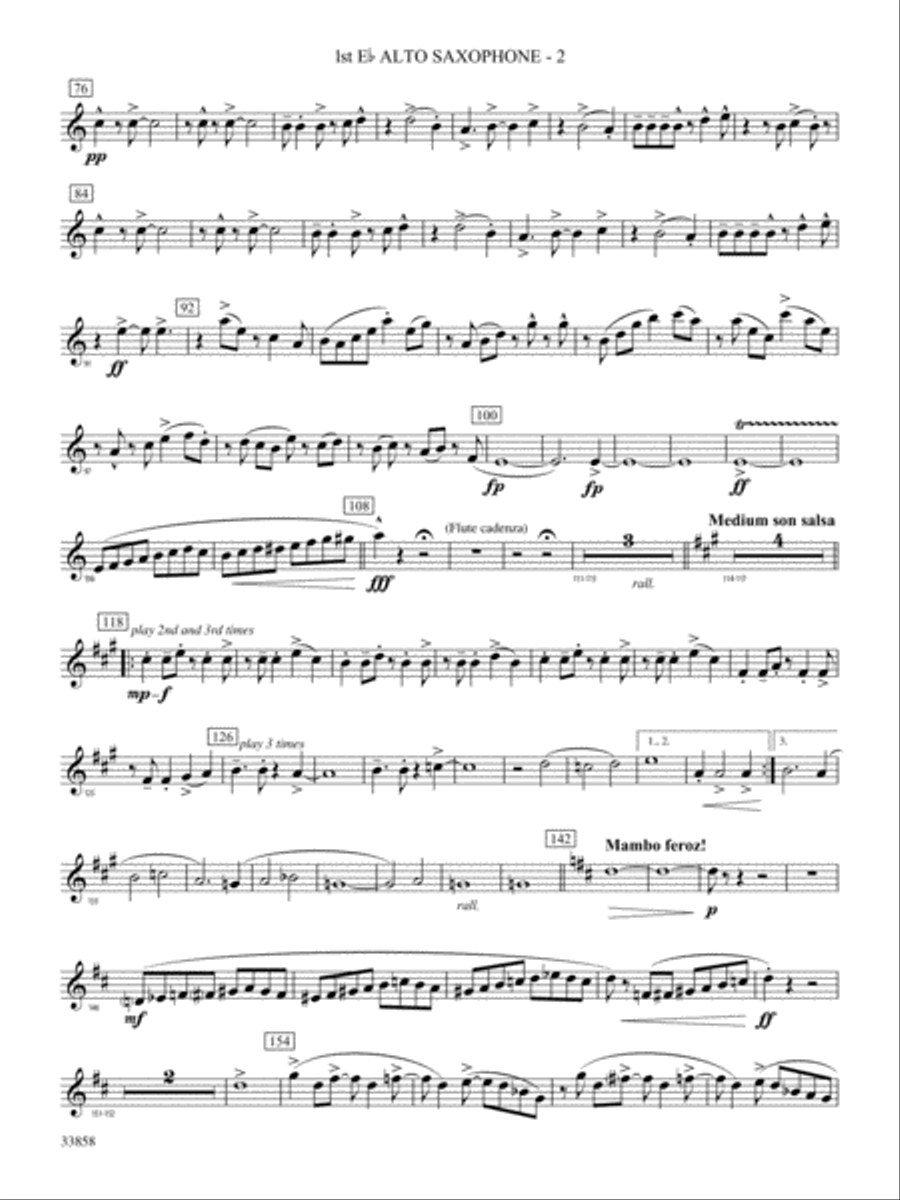 Danzas Cubanas: E-flat Alto Saxophone Concert Band scores gallery preview page 2