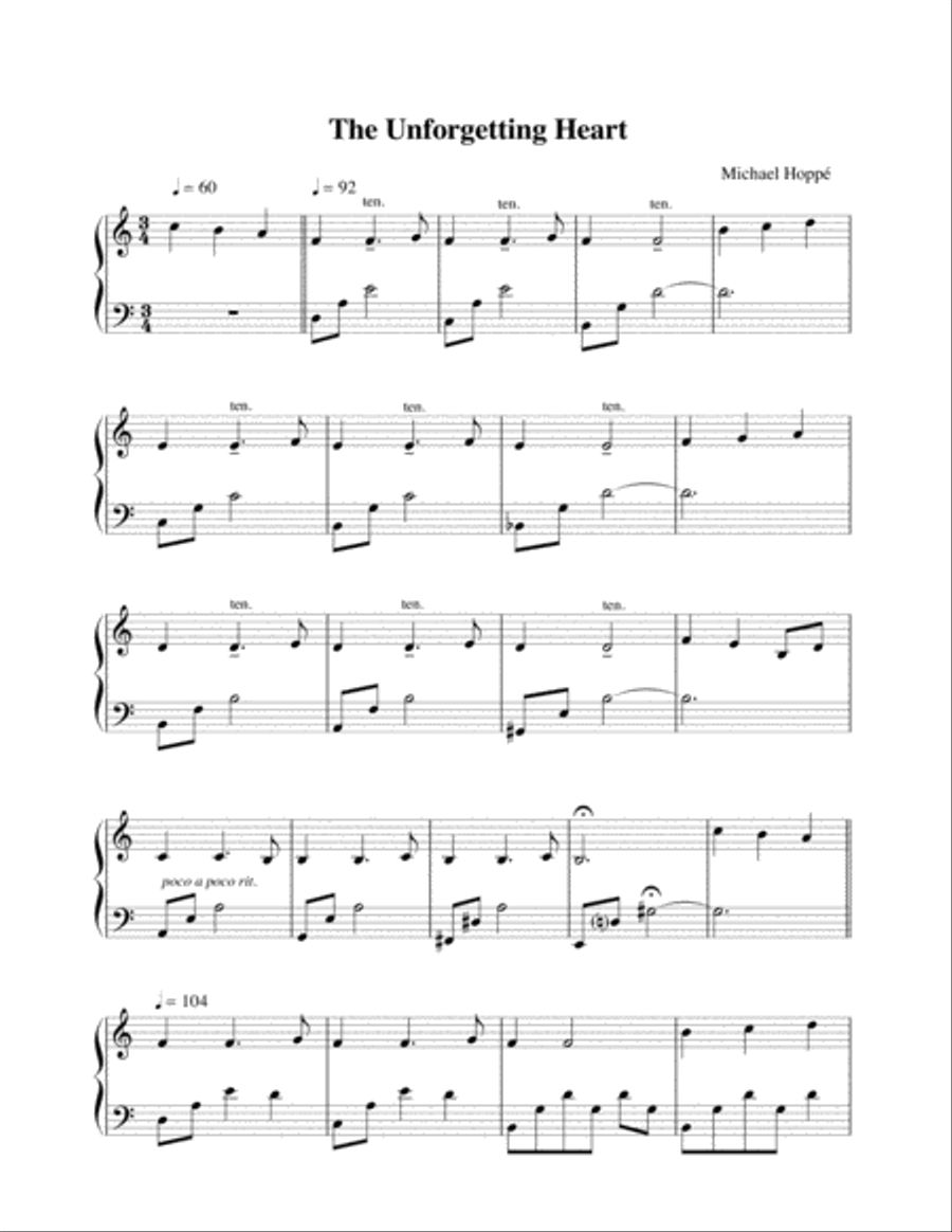 The Unforgetting Heart Piano Solo scores gallery preview page 1