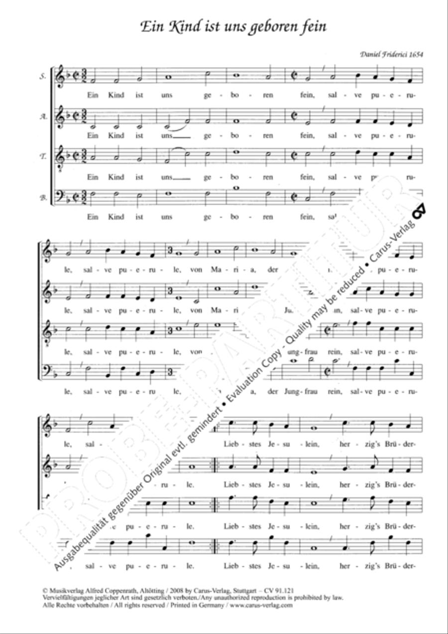 Ein Kind ist uns geboren fein 4-Part scores gallery preview page 3