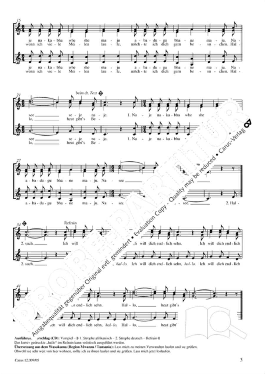 Freundschaft mir Afrika. 15 deutsch-afrikanische Lieder Choir scores gallery preview page 4