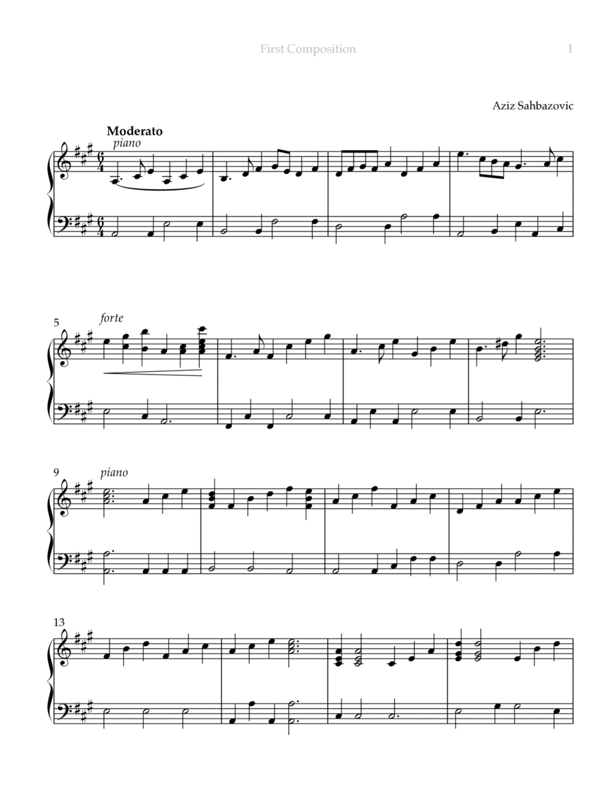 First Composition Piano Solo scores gallery preview page 1