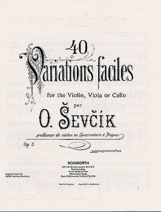 Book cover for Sevcik Violin Studies: 40 Variations