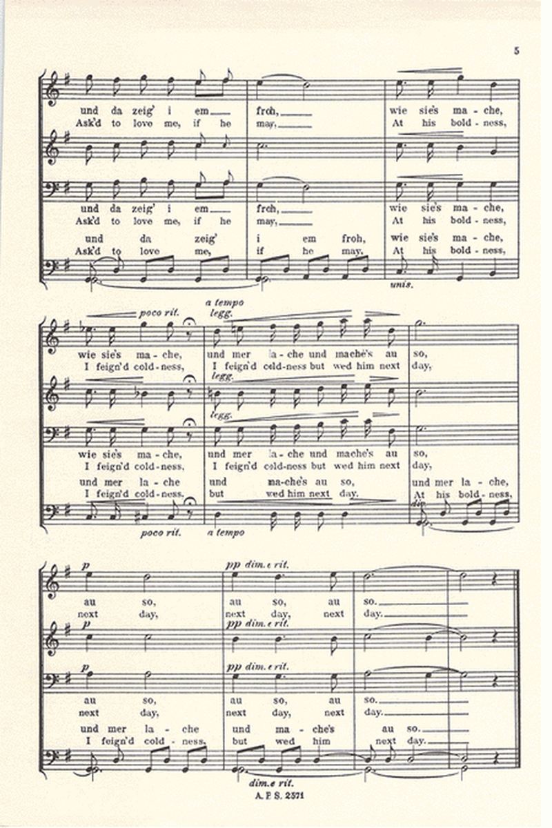 Drei Lieder Fur Vierstimmigen Mannerchor, Op. 27
