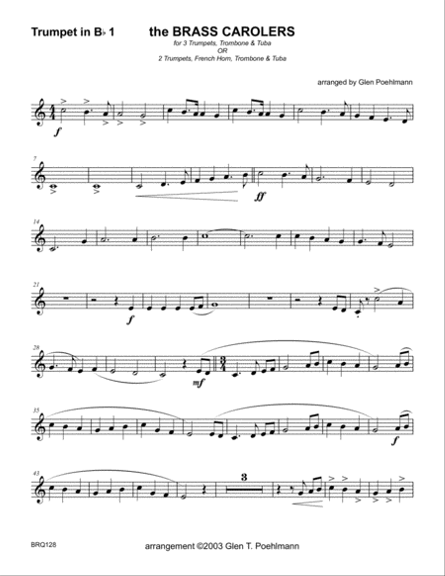 THE BRASS CAROLERS medley - BRASS QUINTET (or 3 Trumpets, Trombone & Tuba) Brass Quintet scores gallery preview page 6