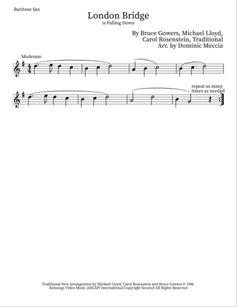London Bridge Baritone Saxophone scores gallery preview page 1