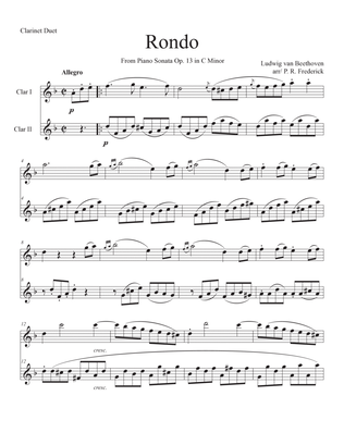 Rondo From Piano Sonata In C Minor (Clarinet Duet)