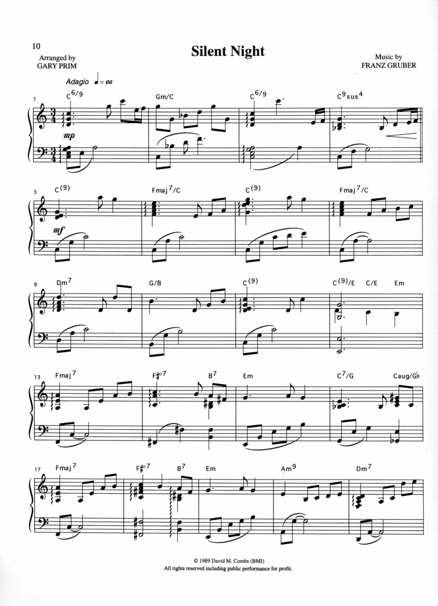 Silent Night Piano Solo scores gallery preview page 1