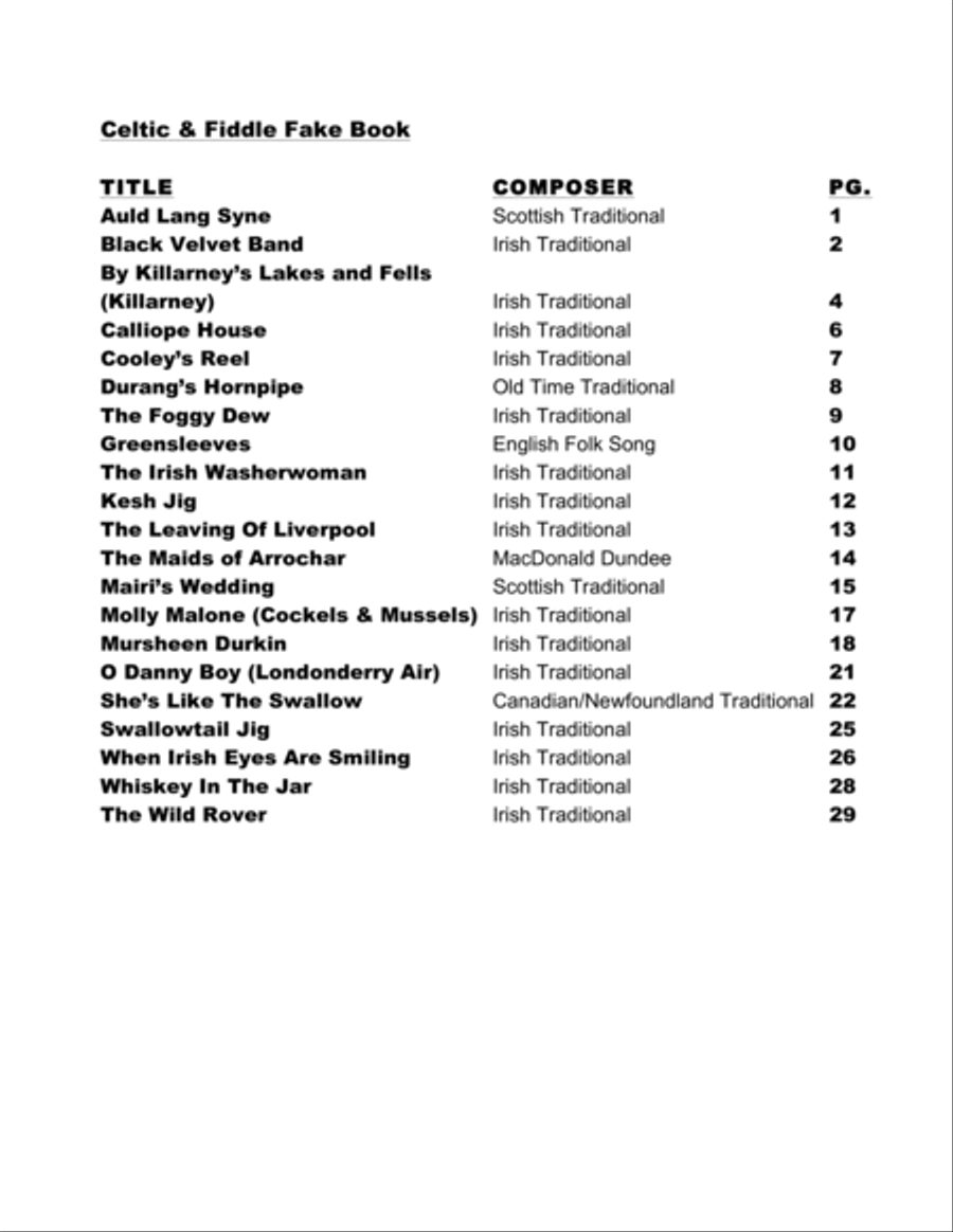 Celtic & Fiddle Fake Book (Bb Version) - Popular Irish, Scottish, Celtic and 