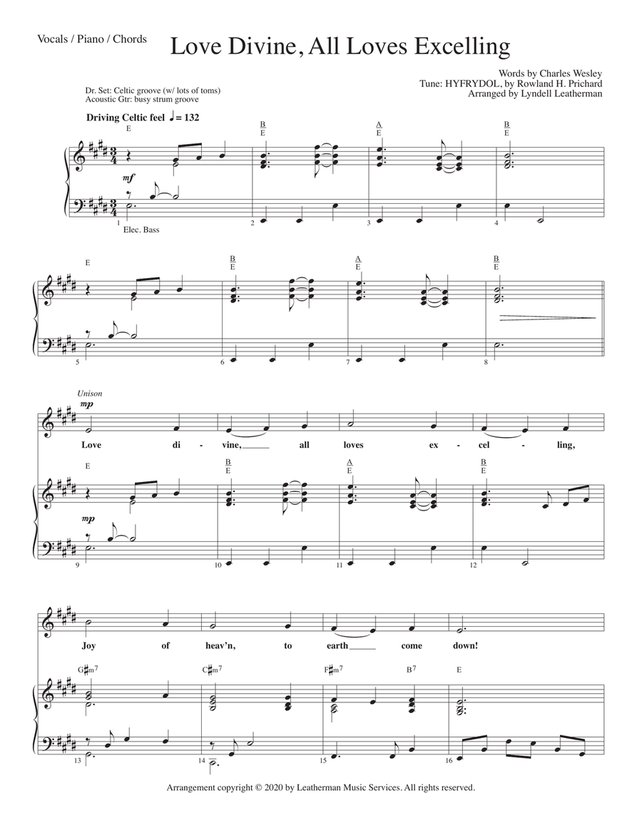 Love Divine, All Loves Excelling--Vocals / Piano / Chords package Piano, Vocal scores gallery preview page 1