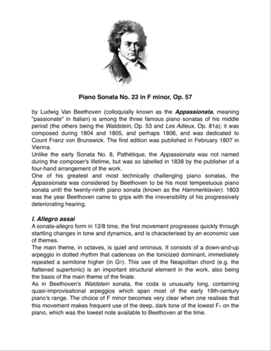 Piano Sonata No. 23, Op. 57 - APPASSIONATA - Full Sonata - Beethoven Piano Solo scores gallery preview page 4