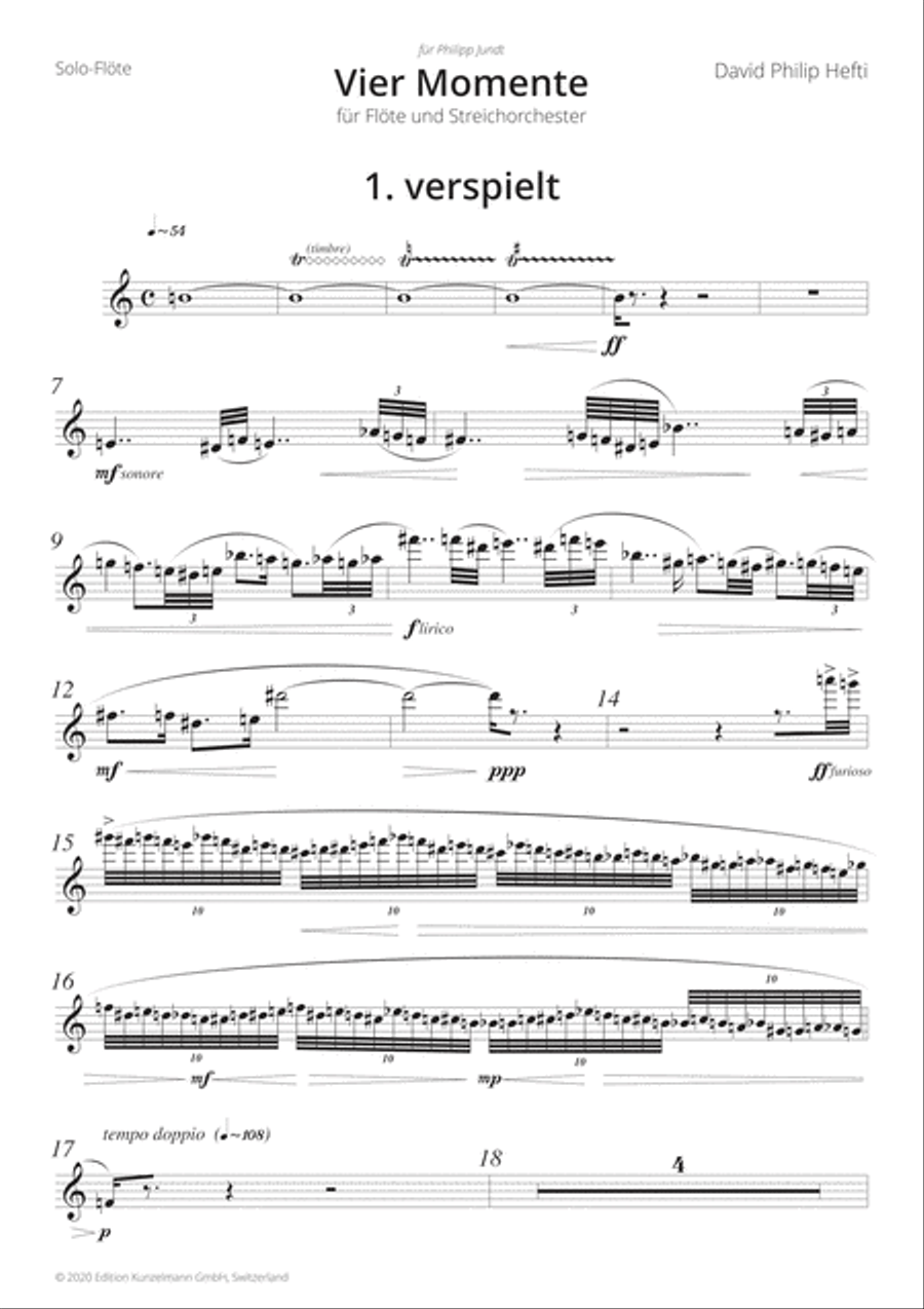 Four moments, for flute and string orchestra String Orchestra scores gallery preview page 2