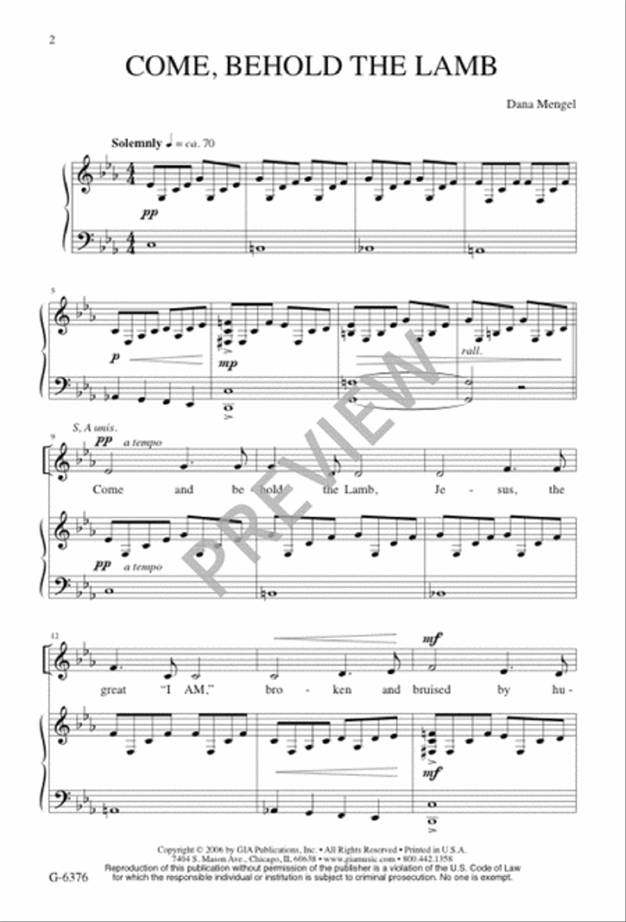 Come, Behold the Lamb Come, Behold the Lamb 4-Part scores gallery preview page 3