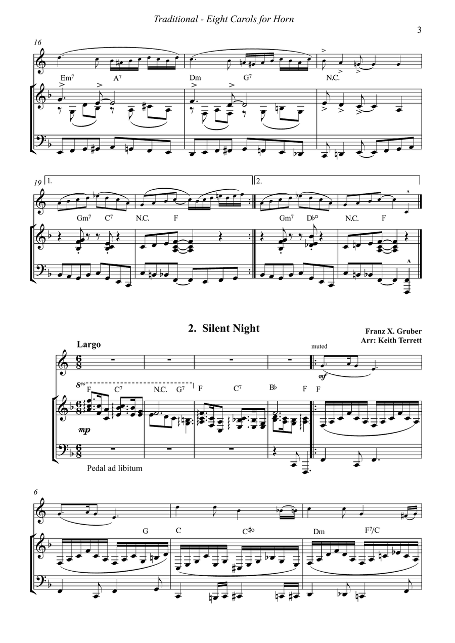 Eight Christmas Carols for French Horn and Piano Piano scores gallery preview page 2