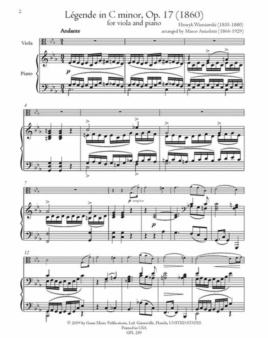 Legende, Op. 17 in c minor