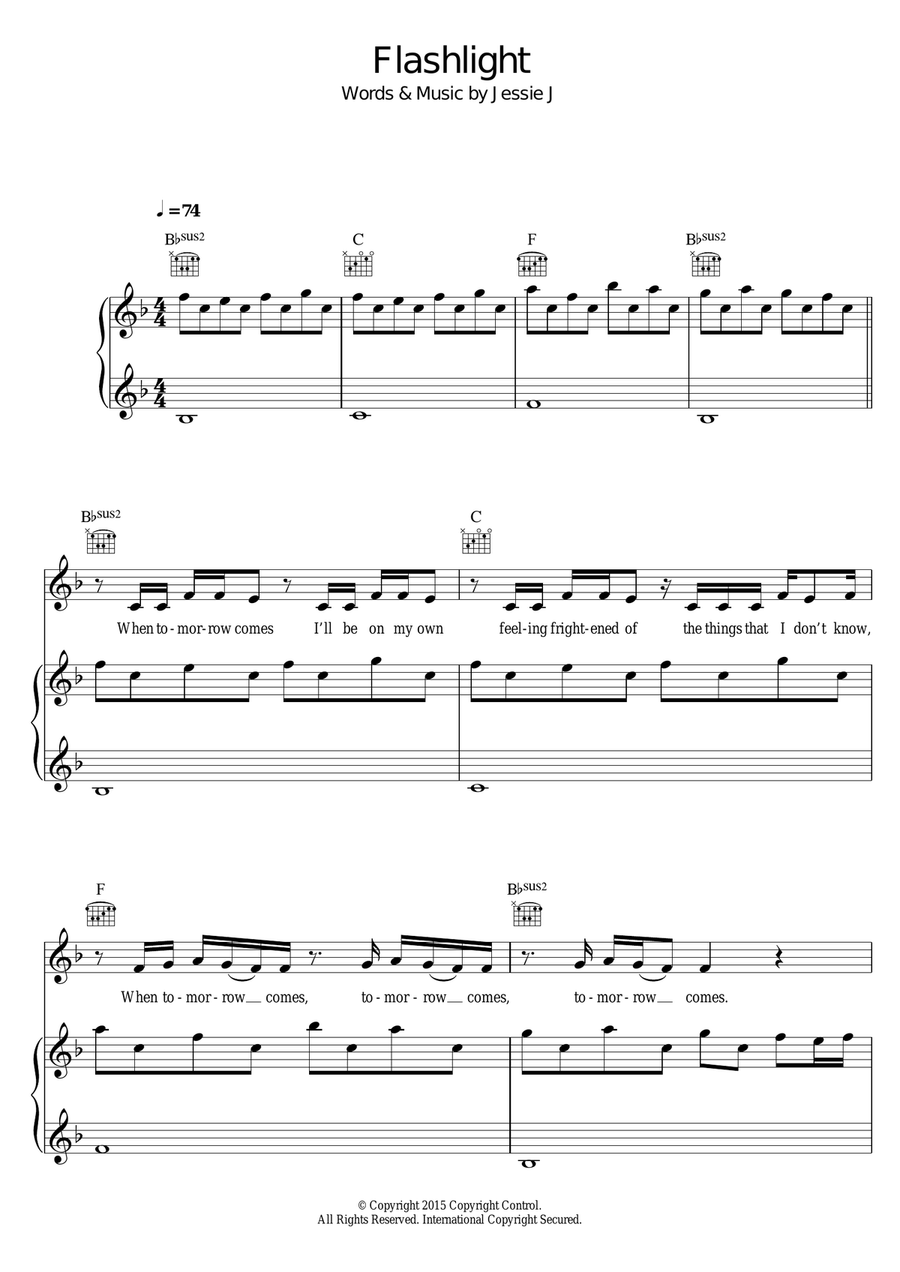 Flashlight Piano, Vocal, Guitar scores gallery preview page 1