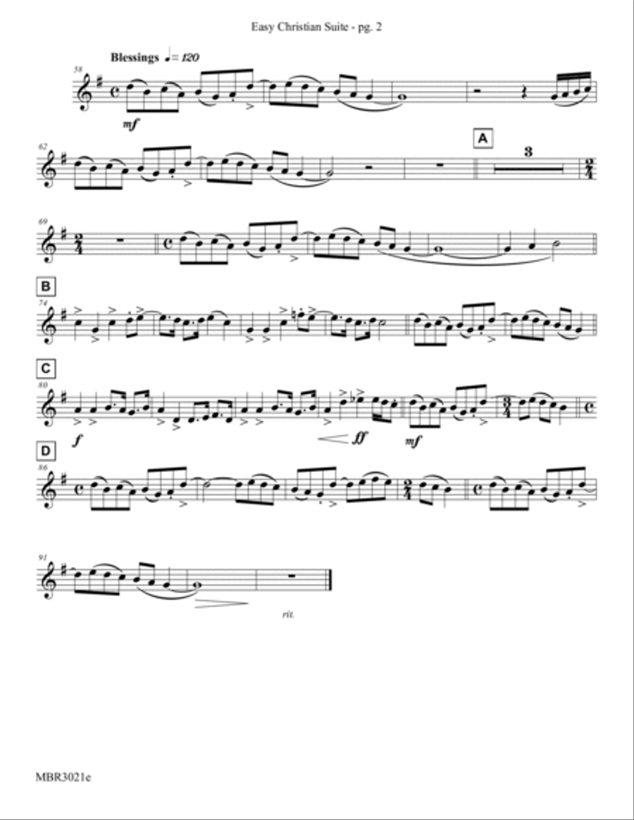 Easy Christian Suite for Trumpet Trio by Eddie Lewis Trumpet Trio scores gallery preview page 3