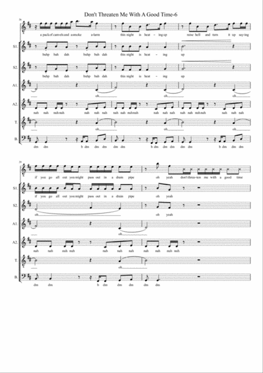 Don't Threaten Me With A Good Time 4-Part scores gallery preview page 6