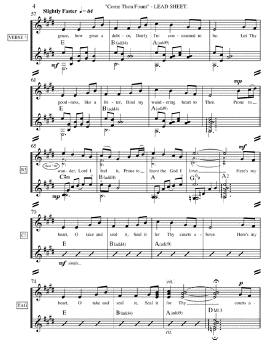 Come Thou Fount (Lead Sheet) Voice Solo scores gallery preview page 4