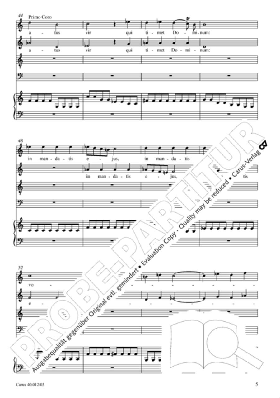 Beatus vir (How blest is he) Psalm 111 4-Part scores gallery preview page 6