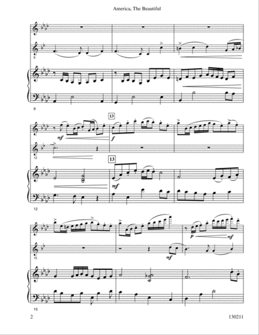 America The Beautiful Woodwind Duet scores gallery preview page 3