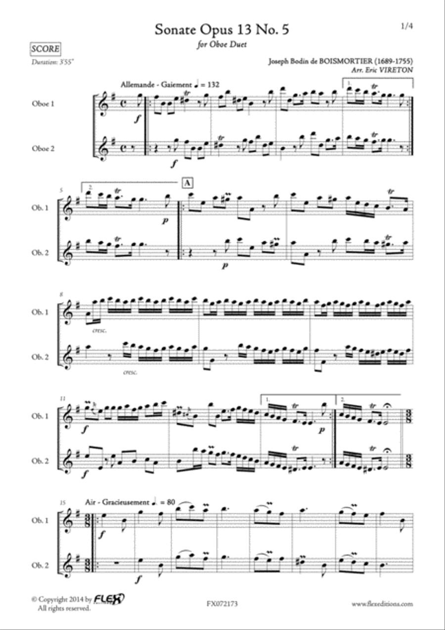 Sonata Opus 13 No. 5 Sonata Opus 13 No. 5 Woodwind Duet scores gallery preview page 2