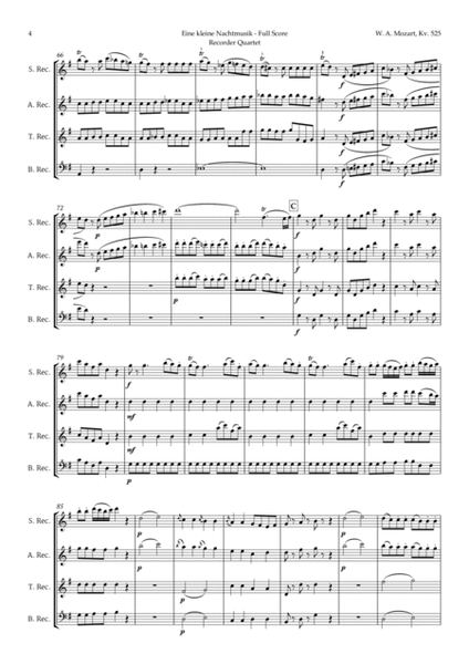 Eine kleine Nachtmusik by Mozart for Recorder Quartet image number null
