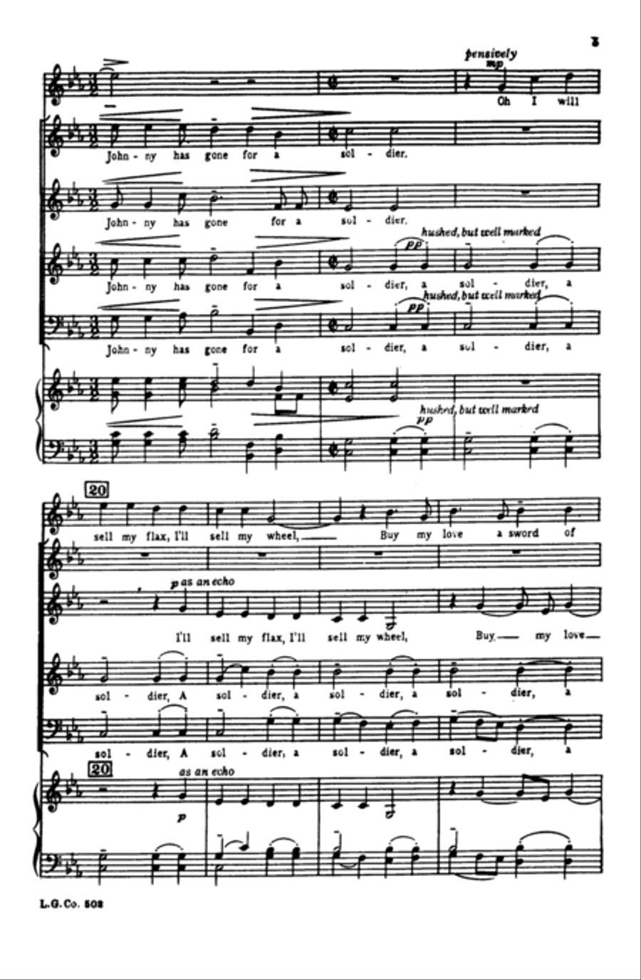 Johnny Has Gone for a Soldier 4-Part scores gallery preview page 4