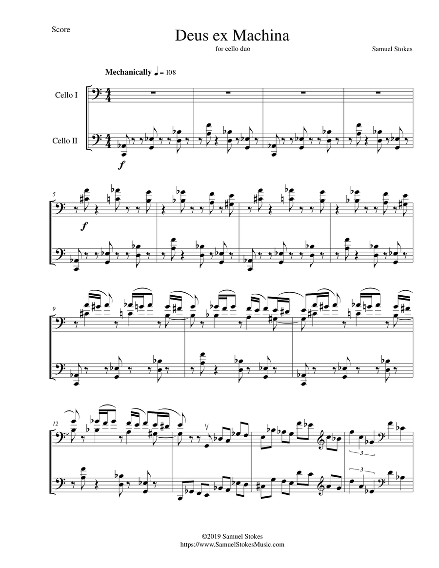 Deus ex Machina - for cello duo String Duet scores gallery preview page 1