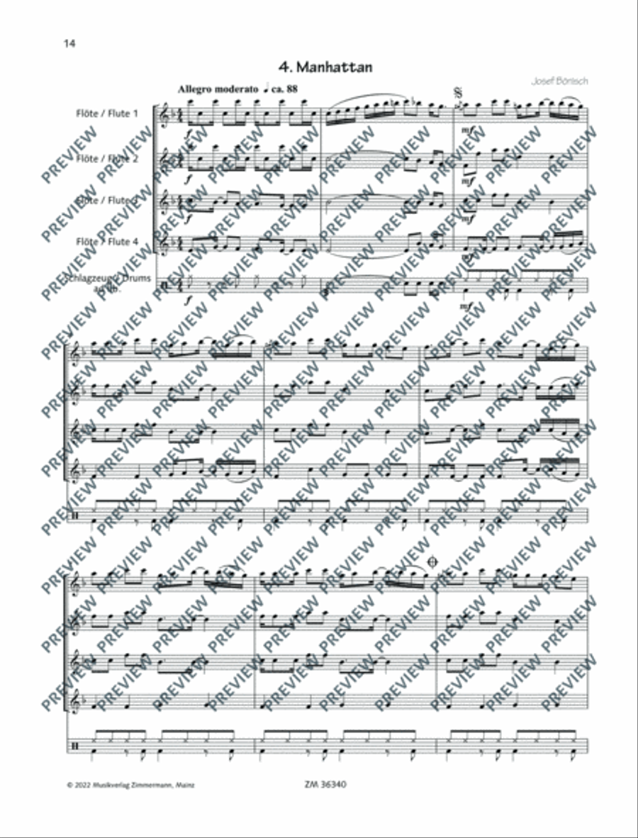 Four little Pop Tunes Flute scores gallery preview page 15