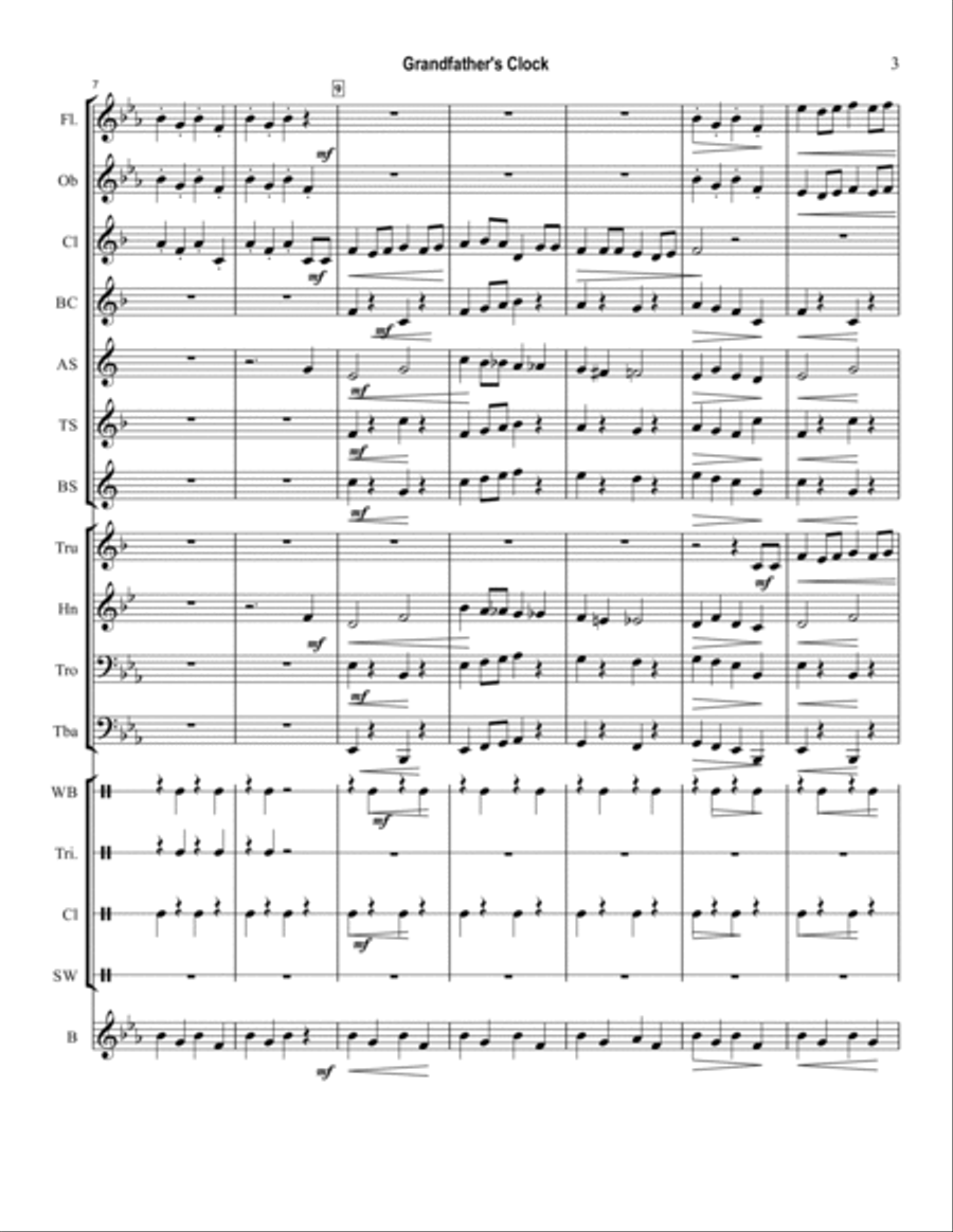 Grandfather’s Clock with Hickory Dickory Dock Concert Band scores gallery preview page 3