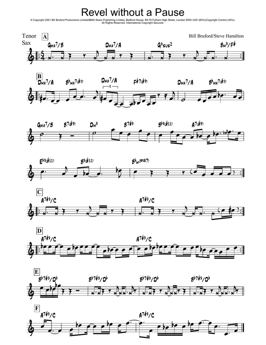 Revel Without A Pause Revel Without A Pause Tenor Saxophone scores gallery preview page 1