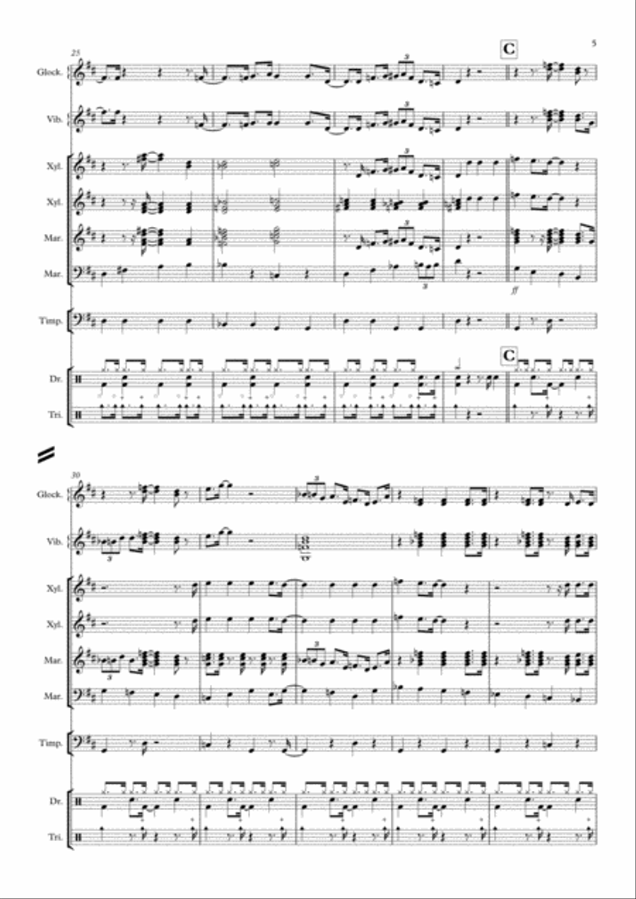 Crazy Little Thing Called Love Percussion Ensemble scores gallery preview page 5