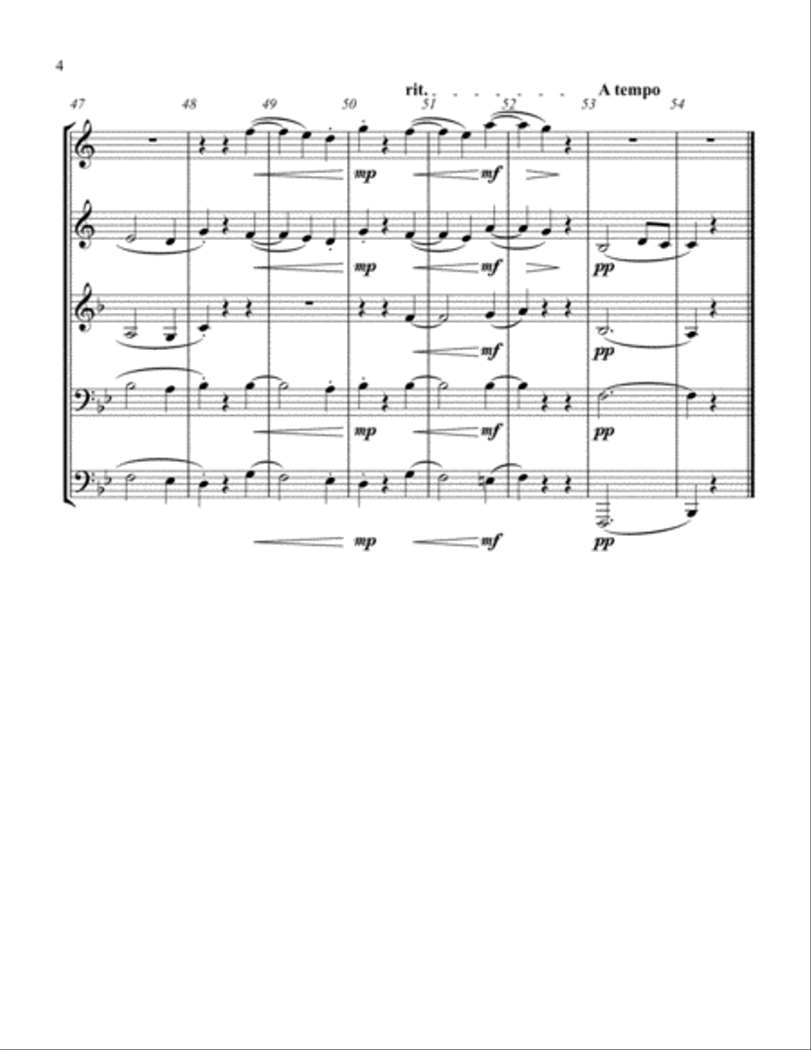 Moonlight Sonata, 2nd Movement (in Bb Major) for Brass Quintet Brass Quintet scores gallery preview page 4