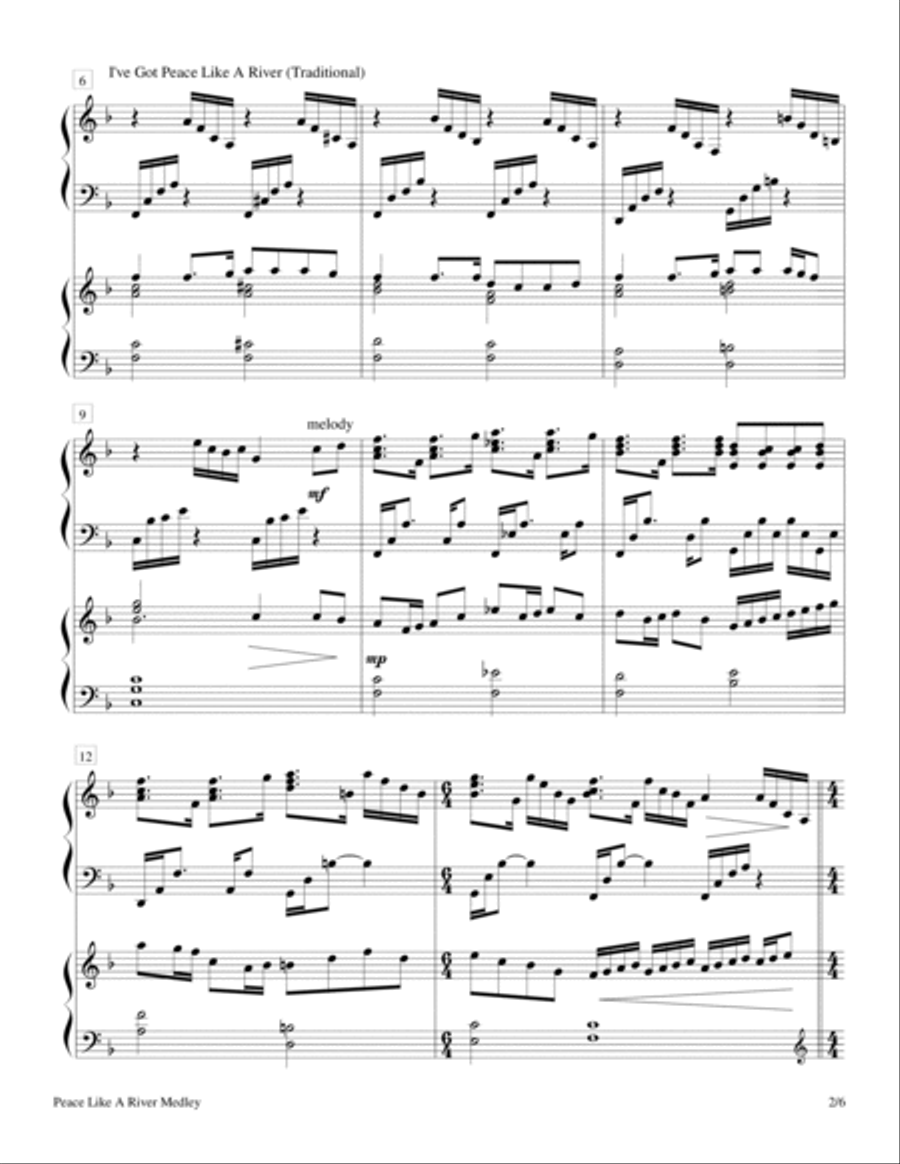 Peace Like A River Medley (Keyboard Duet - 2 Pianos, 4 Hands) 2 Pianos, 4-Hands scores gallery preview page 6