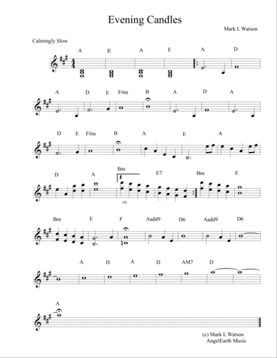 Evening Candles Evening Candles Piano Solo scores gallery preview page 1