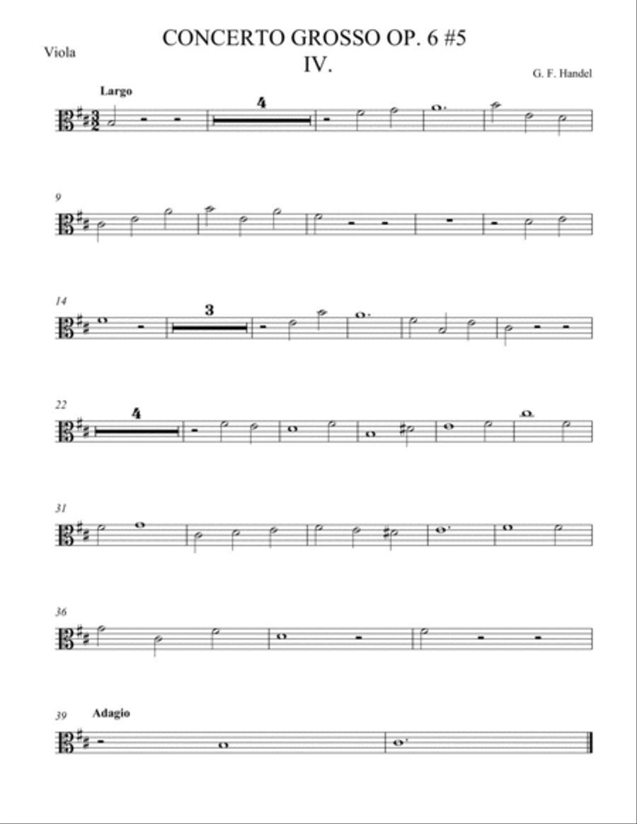 Concerto Grosso Op. 6 #5 Movement IV String Orchestra scores gallery preview page 3