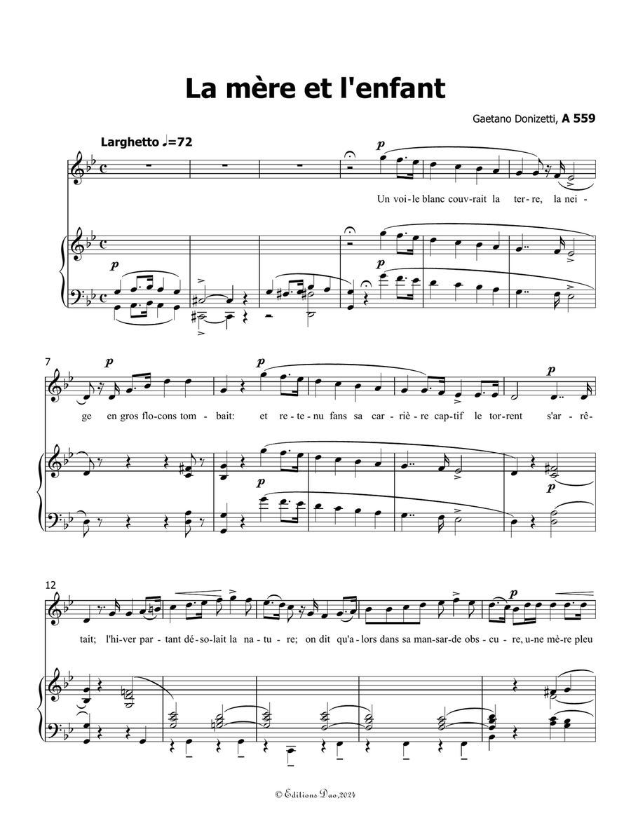 La mère et l'enfant, by Donizetti, in g minor Piano, Vocal scores gallery preview page 3