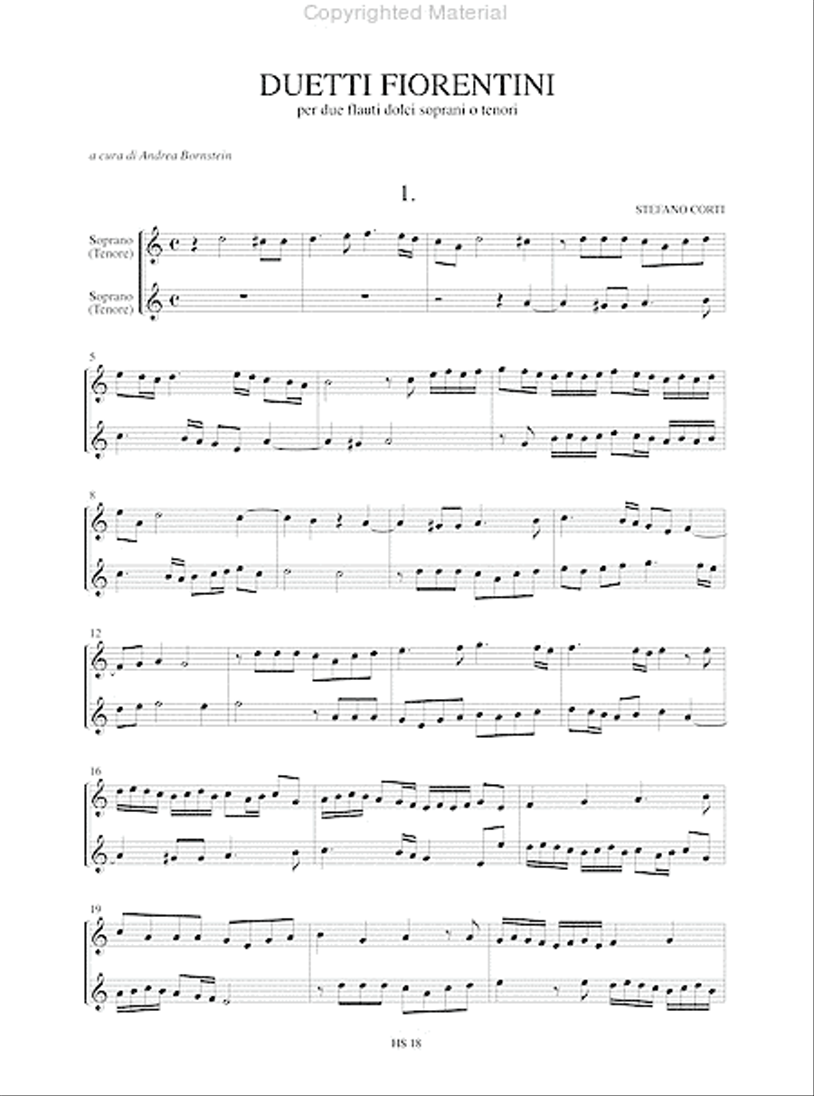 Florentine Duets. 12 late 17th century Compositions for 2 Descant or Tenor Recorders Woodwind Duet scores gallery preview page 2
