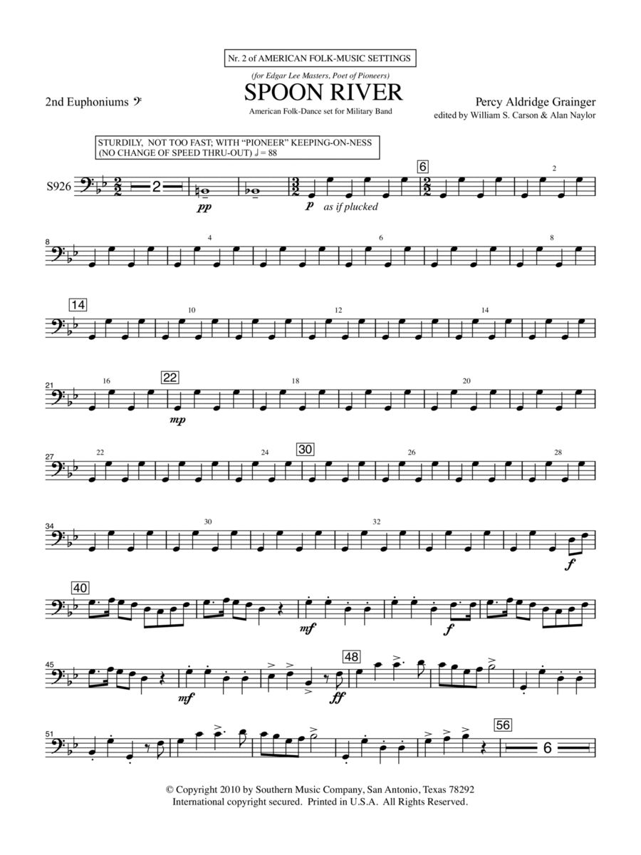 Spoon River - Bb Euphonium 2 T.C. Concert Band scores gallery preview page 1
