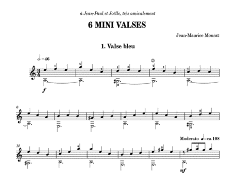 6 mini valses Classical Guitar scores gallery preview page 2