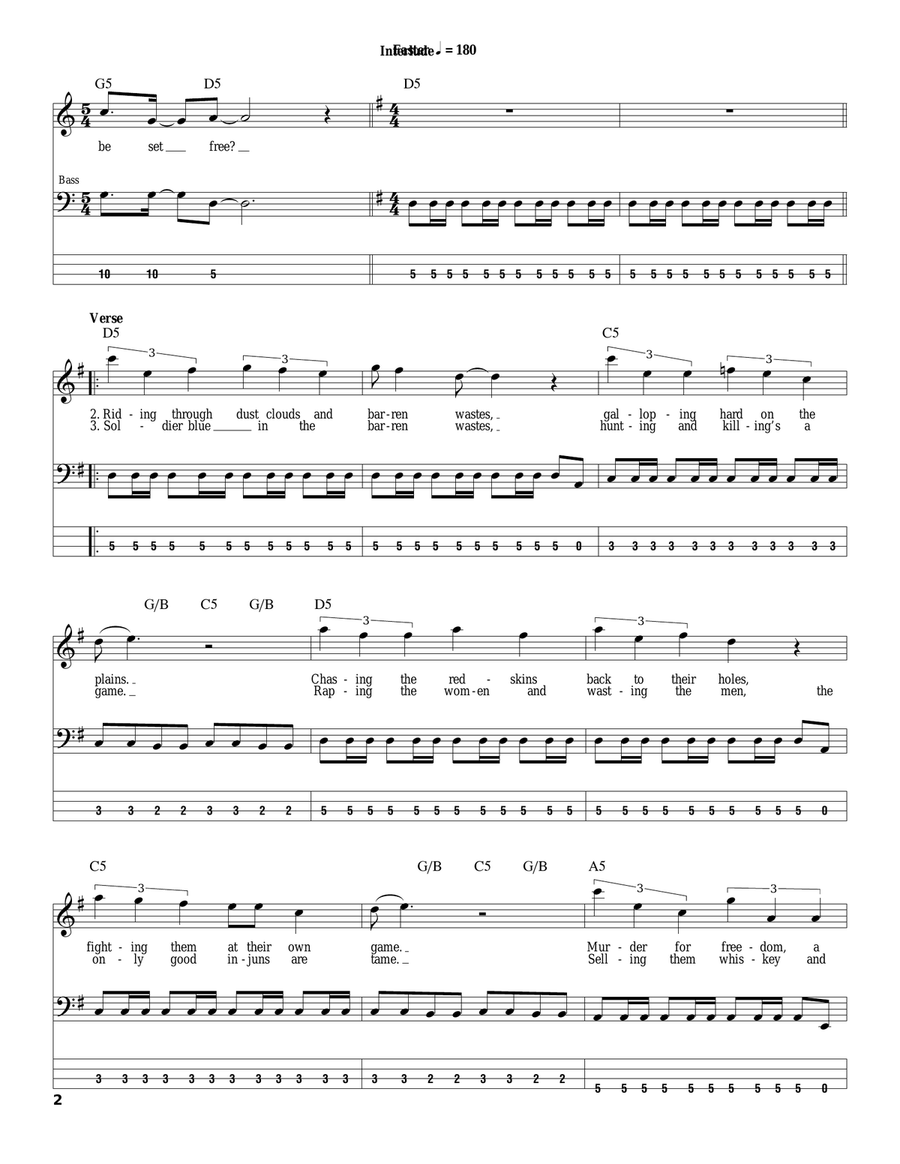 Run To The Hills Electric Guitar scores gallery preview page 2