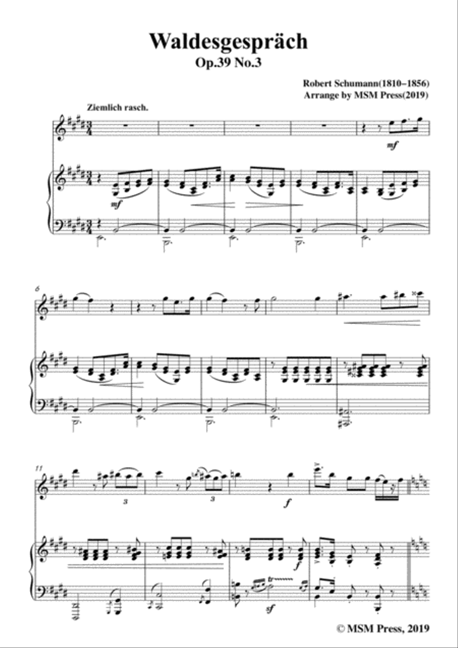 Schumann-Waldcsgespräch,for Violin and Piano Flute Solo scores gallery preview page 3