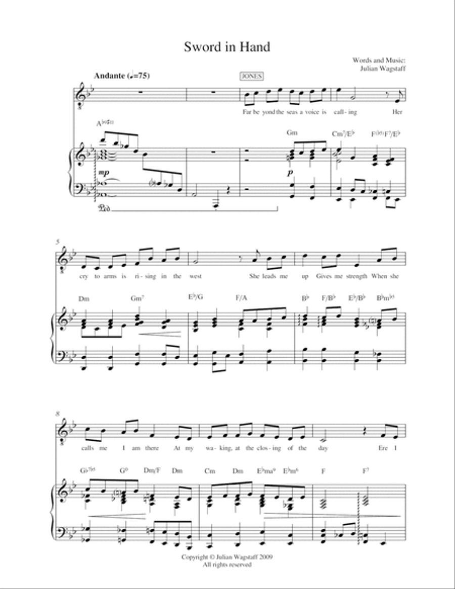 Sword in Hand - song from the musical John Paul Jones Piano, Vocal, Guitar scores gallery preview page 3