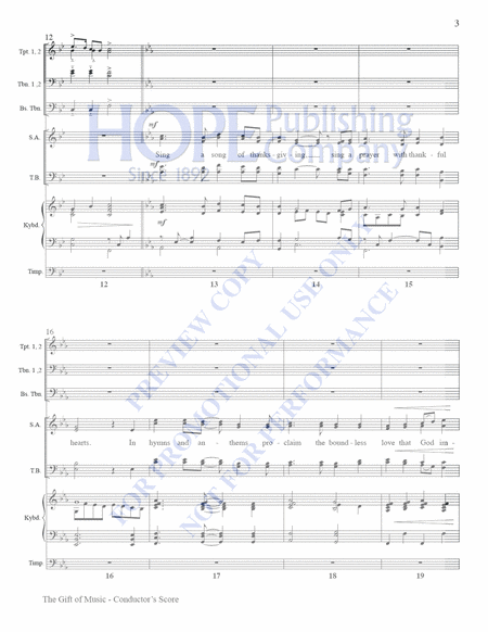 Gift of Music, The- Brass Parts: Conductor's Score: 2 B-flat Trumpets, 3 Trombon