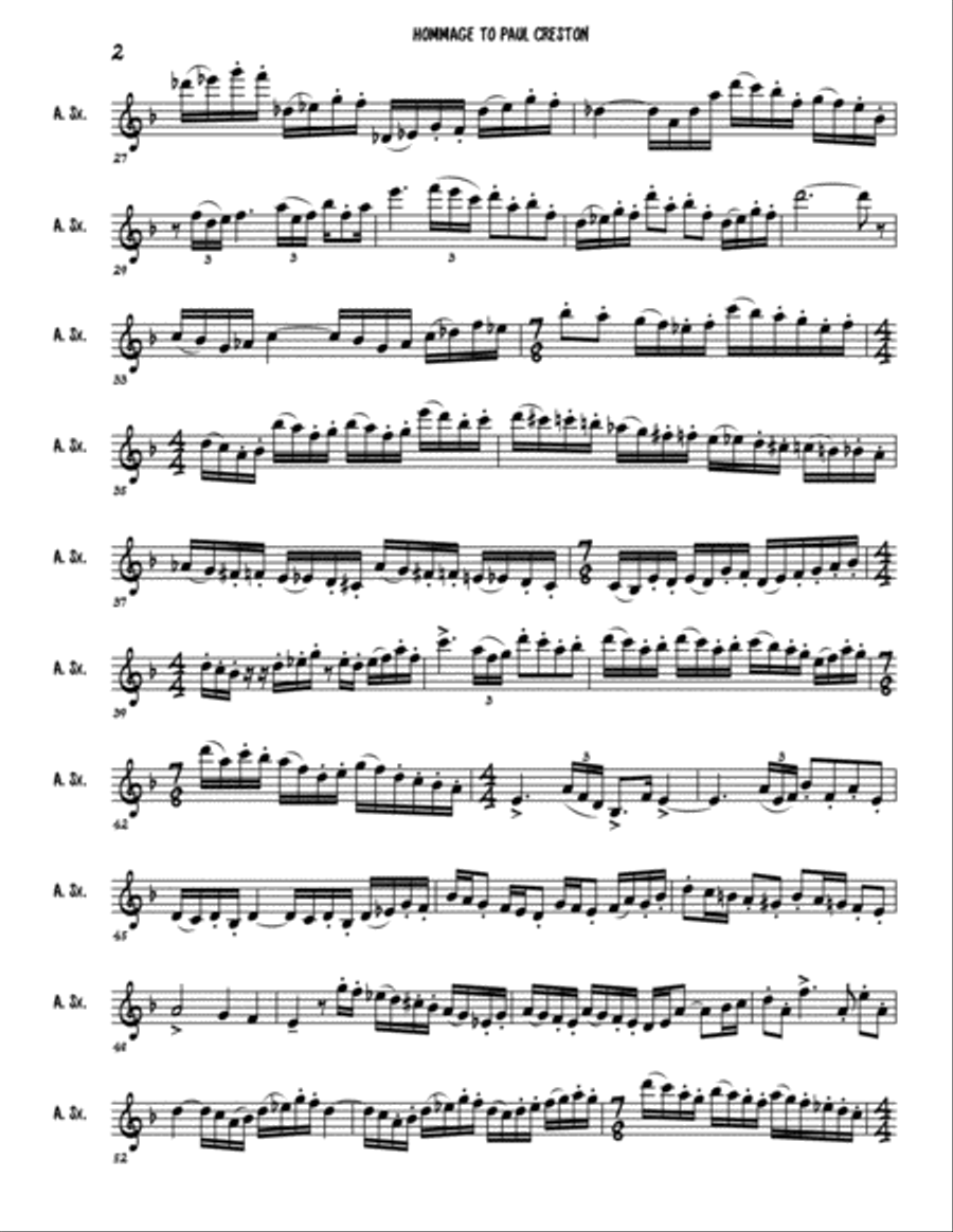 Hommage to Paul Creston Alto Saxophone scores gallery preview page 2