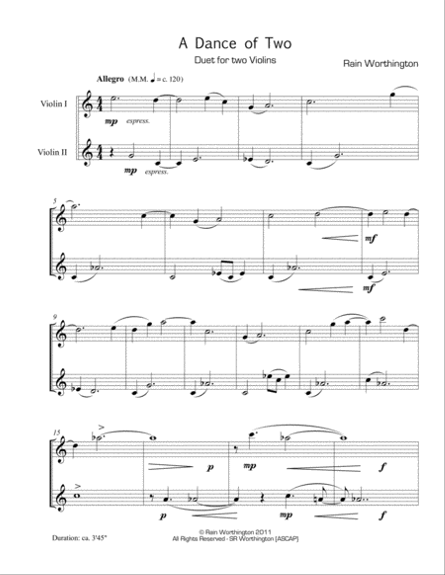 A Dance of Two – for two violins Violin scores gallery preview page 2