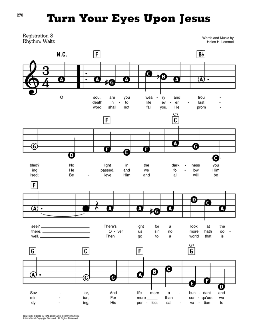 Turn Your Eyes Upon Jesus Electronic Keyboard scores gallery preview page 1