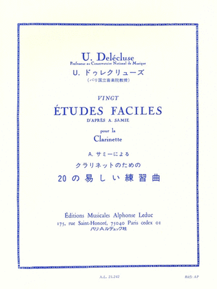 Book cover for Ulysse Delecluse - Vingt Etudes Faciles Pour Clarinette (d'apres A. Samie)