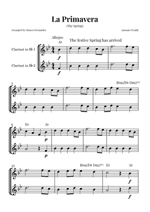 Book cover for La Primavera (The Spring) by Vivaldi - Clarinet Duet with Chord Notations