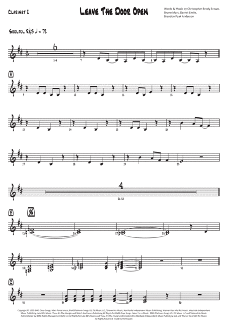 Leave The Door Open Clarinet Duet scores gallery preview page 5